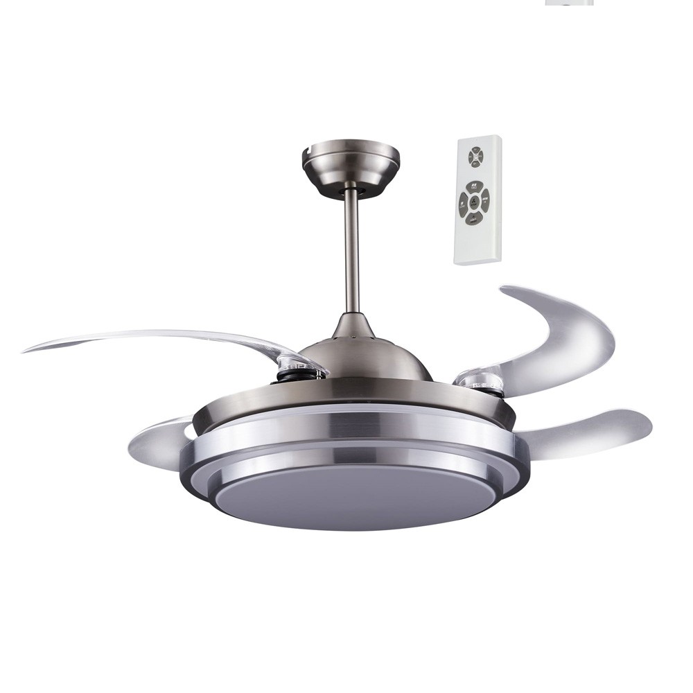 Ventoinha de teto twin prata com luz LED de pás dobráveis e controle ø112