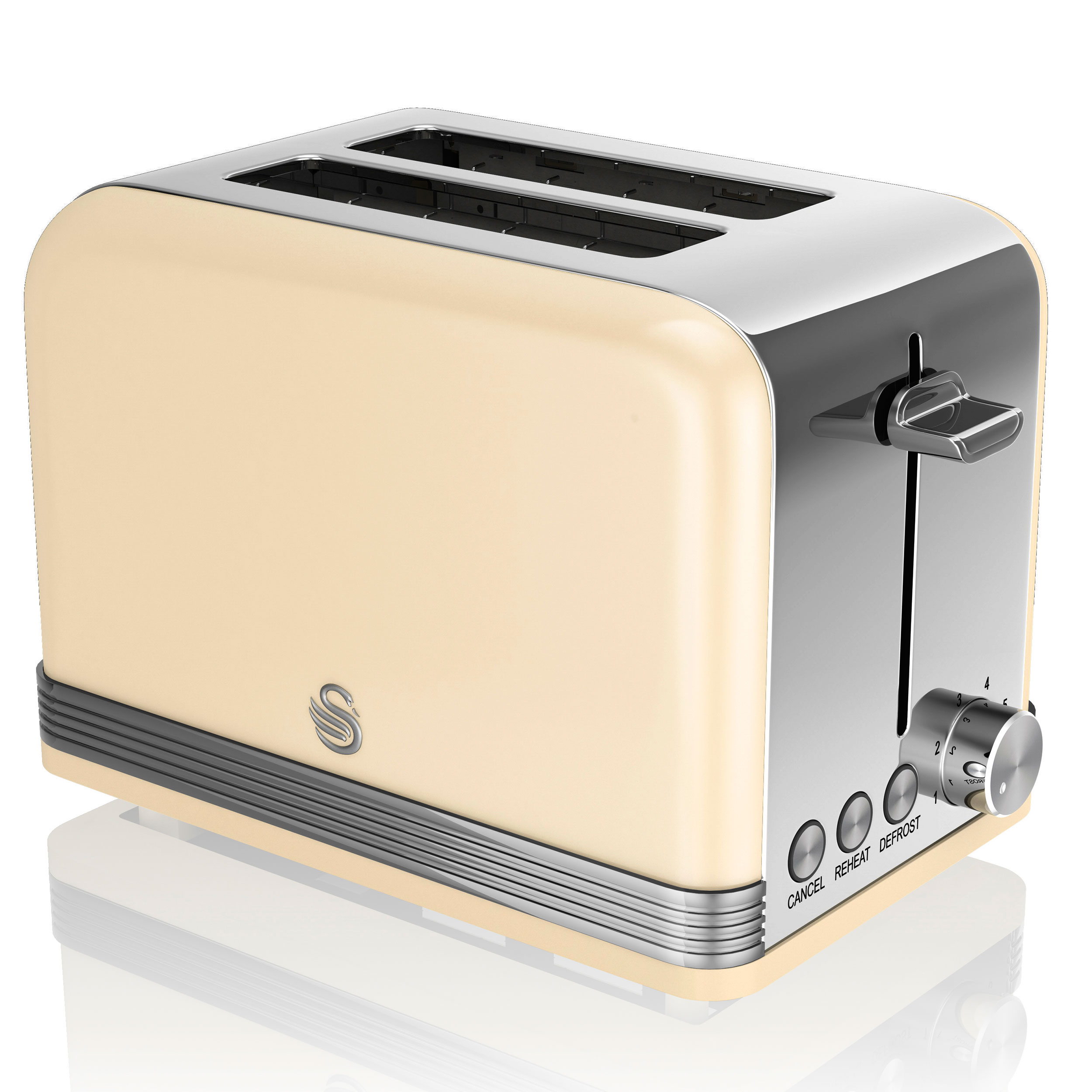 Retro torradeira de pão em fatias largas 2 fa swan st19010cneu creme 800w