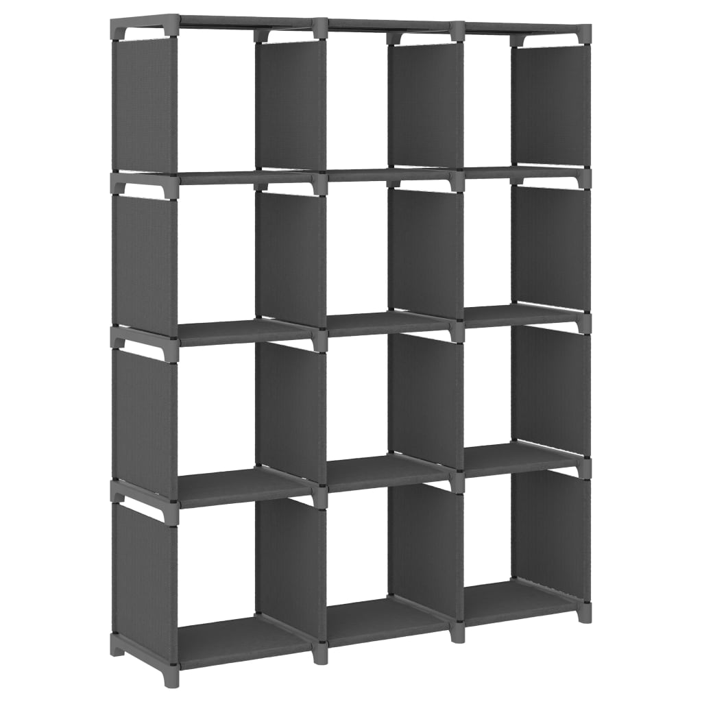 vidaXL estantería de 12 cubos de tela gris 103x30x141 cm