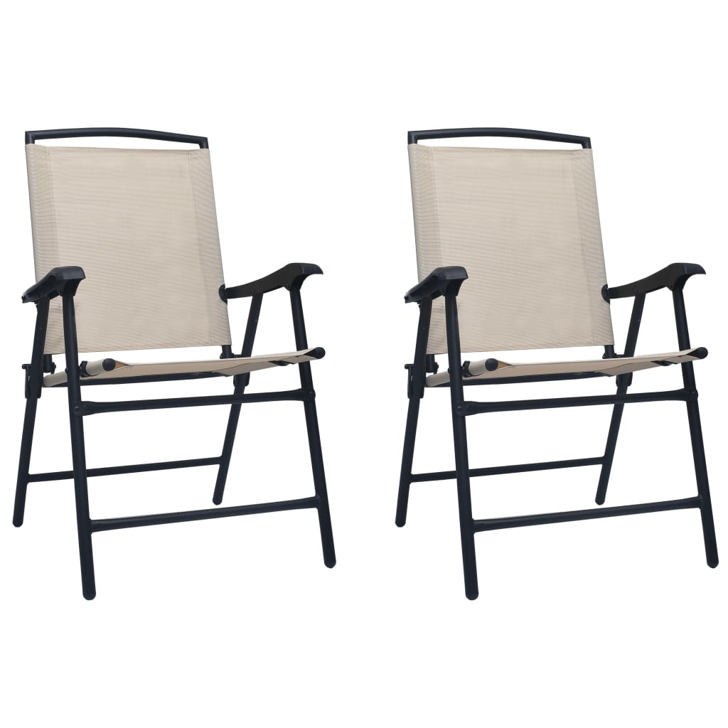 vidaXL sillas plegables de jardín 2 unidades textilene color crema