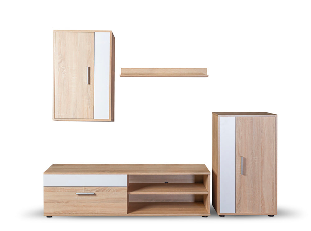 Conjunto de móveis de sala de estar eco, branco e carvalho 190x165cm