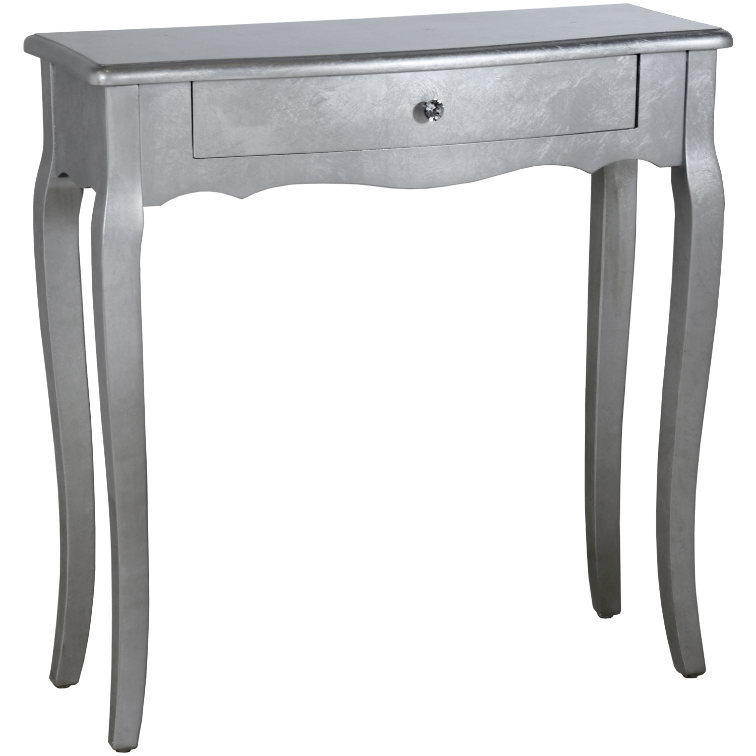 Mesa de entrada em madeira prateada com gaveta