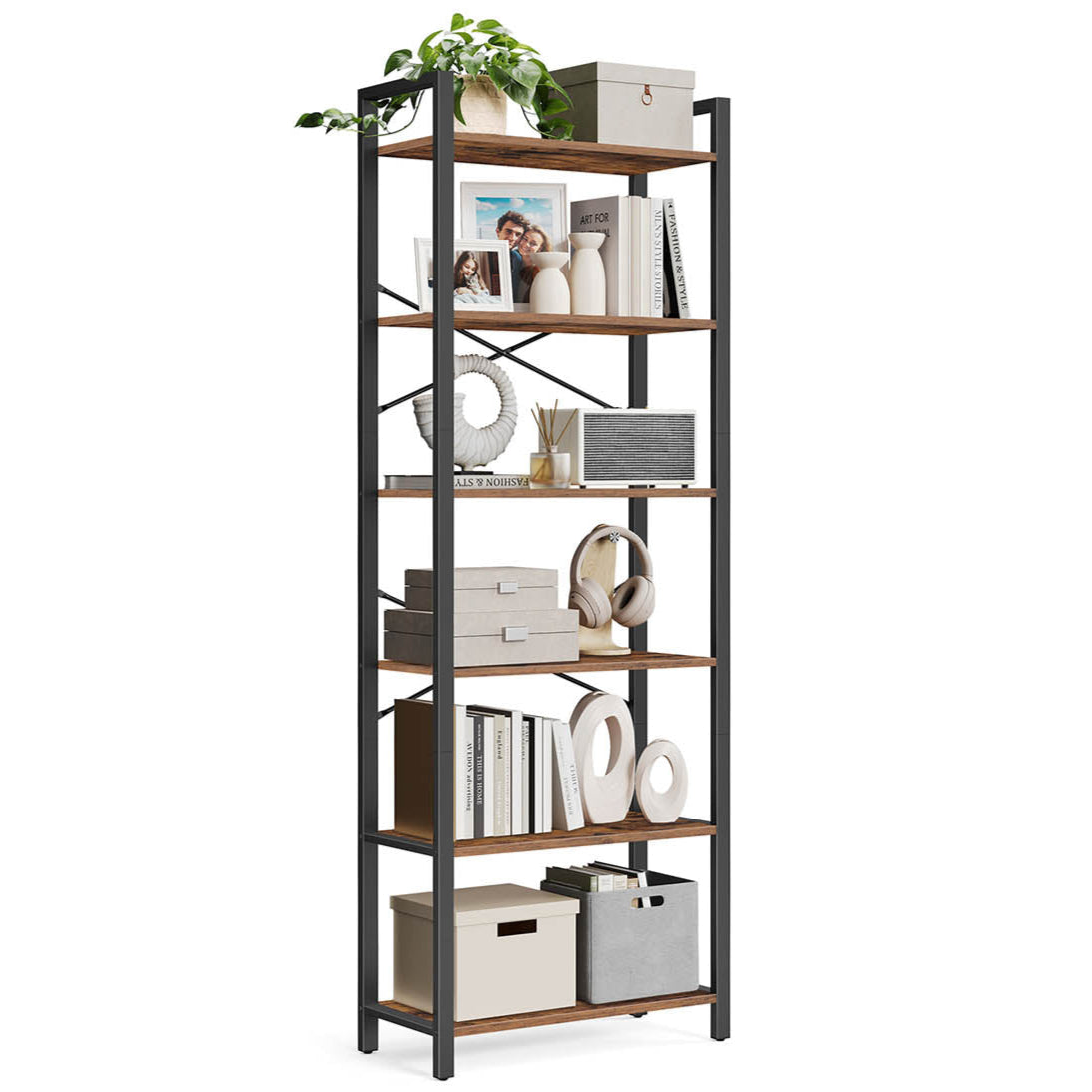 Estante - helloshop26 - 6 níveis - aço robusto - estilo industrial - 66x30x