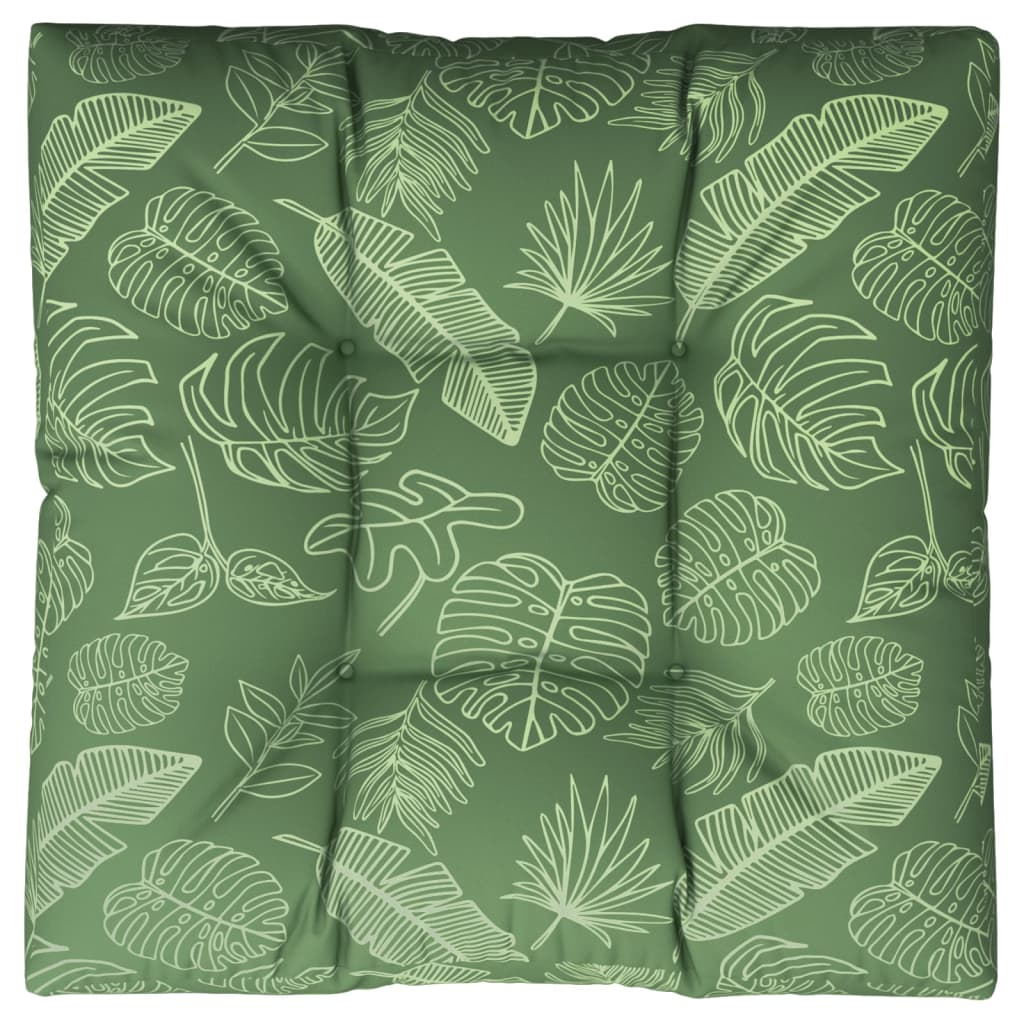 vidaXL cojín para palés tela estampado de hojas 70x70x12 cm