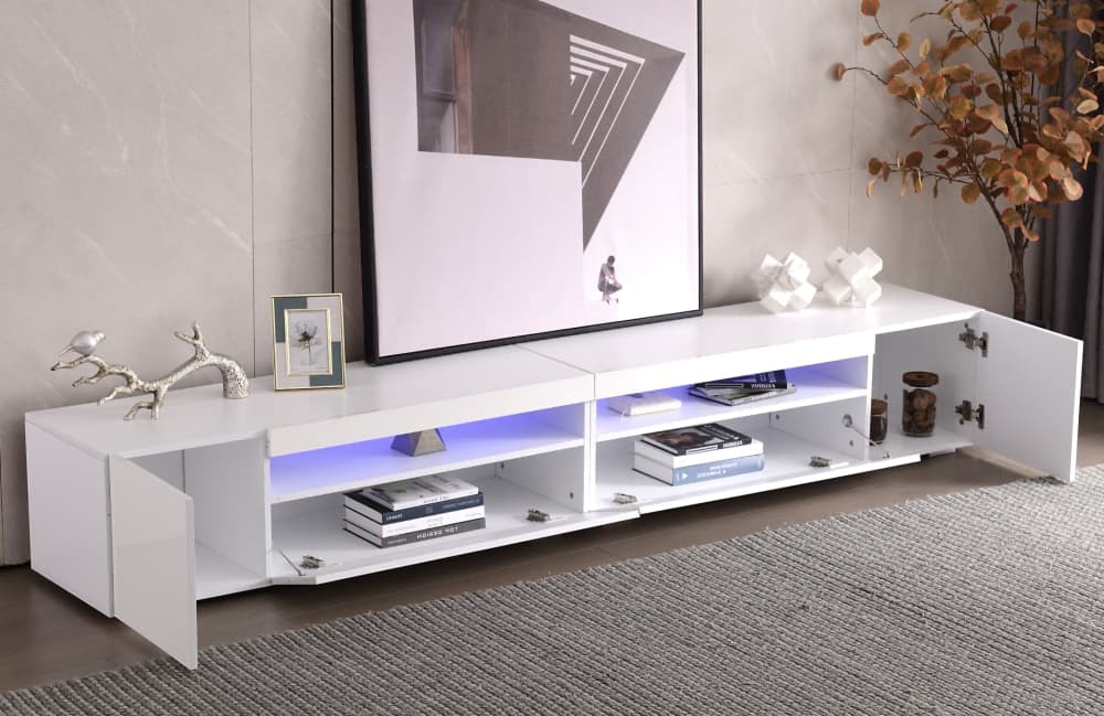 Móvel de tv moderno com LED mdf branco 35,5x240x38,5cm
