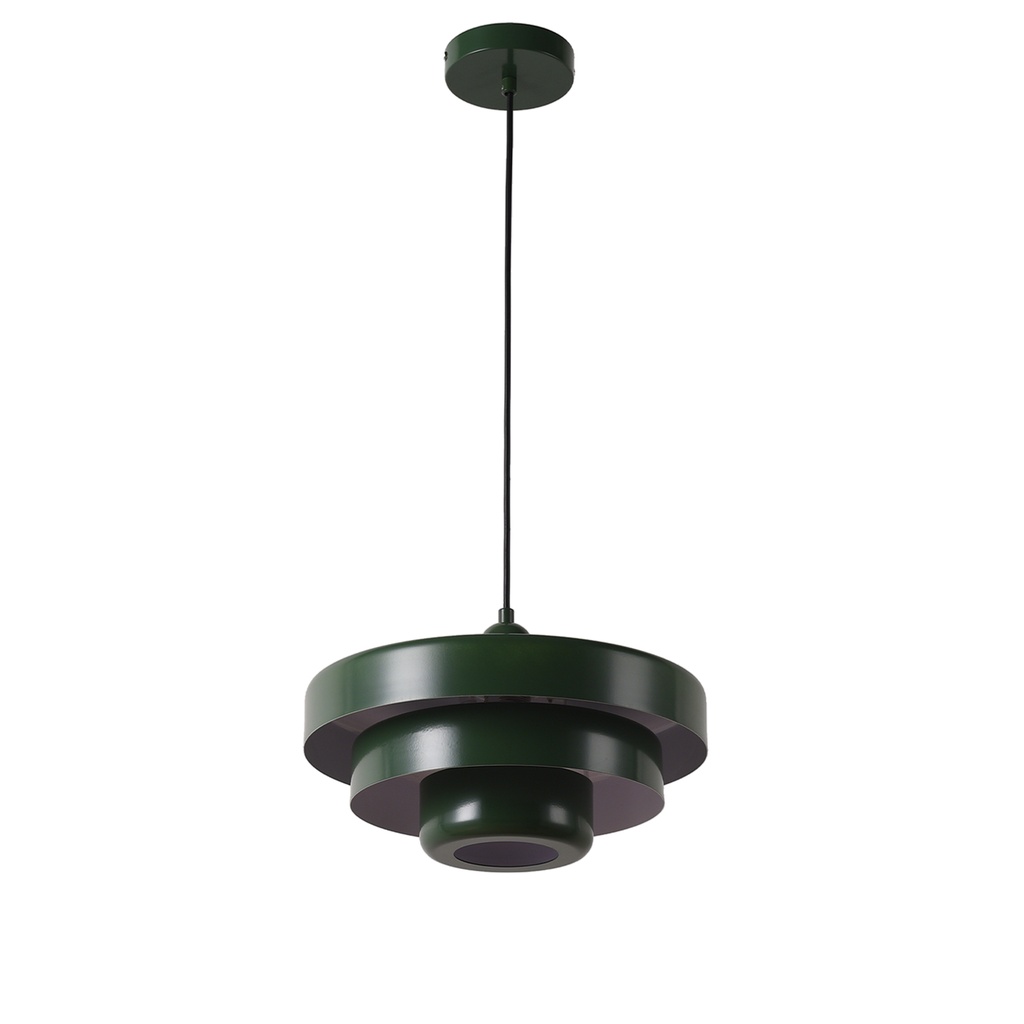 Candeeiro suspenso verde em metal 3 camadas d35 cm E27