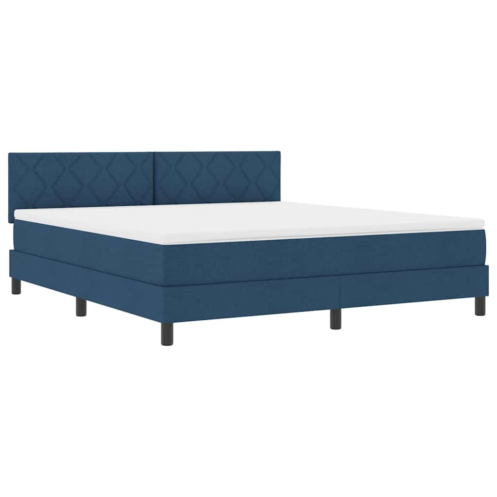 vidaXL cama box spring con colchón con colchón azul 180 x 200 cm tela