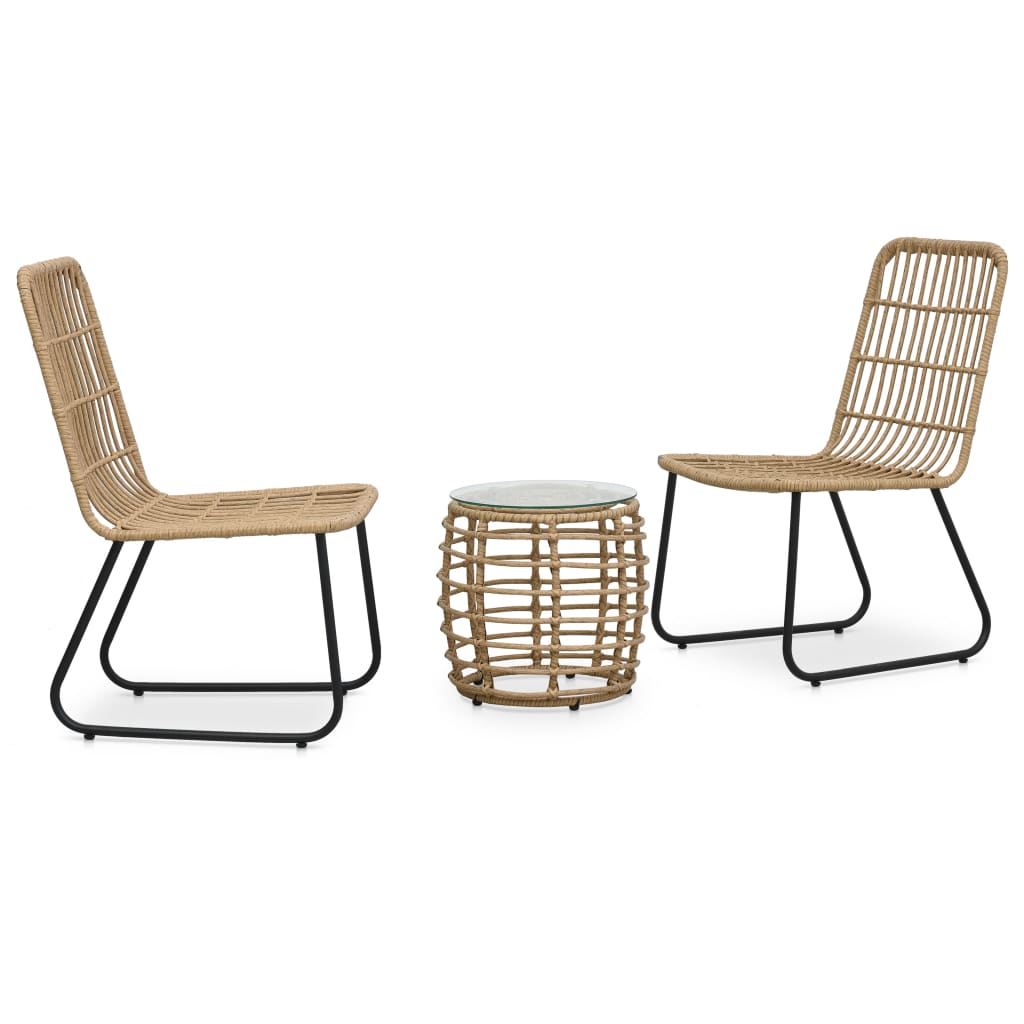 vidaXL set mesa y sillas de jardín 3 pzas ratán sintético color roble
