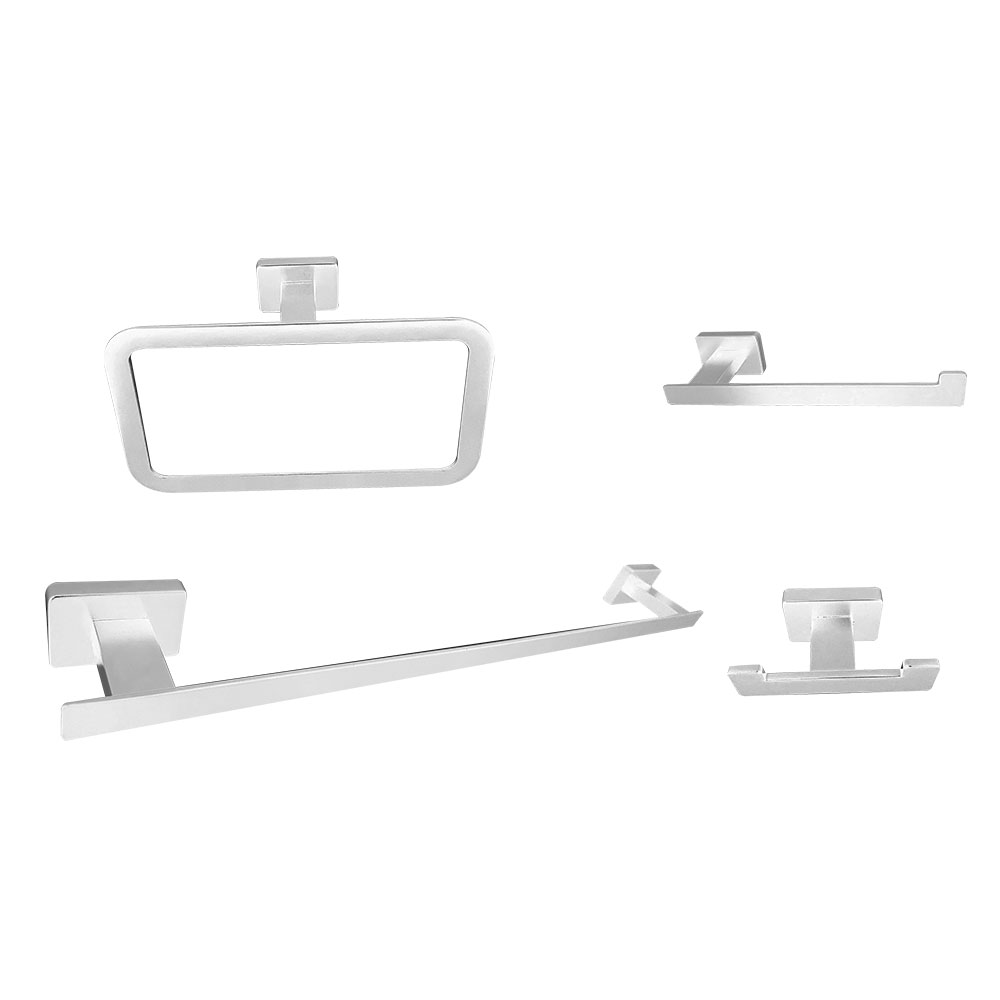 Kibath pack de 4 acessórios de casa de banho em aço inoxidável branco