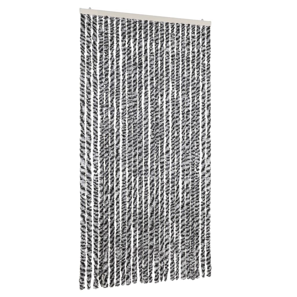 Cortina anti-insetos 100x230 cm chenille cinzento/preto/branco