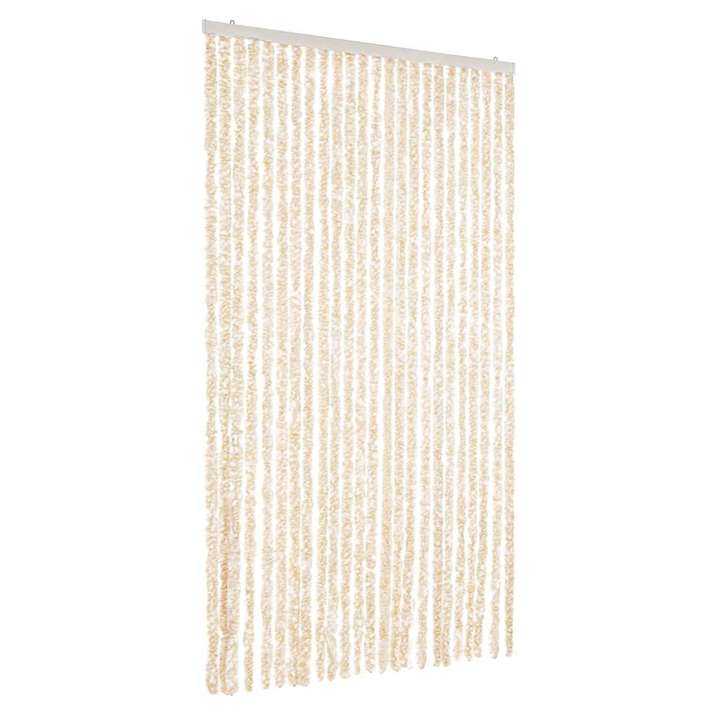 Cortina anti-insetos 100x230 cm chenille bege e branco