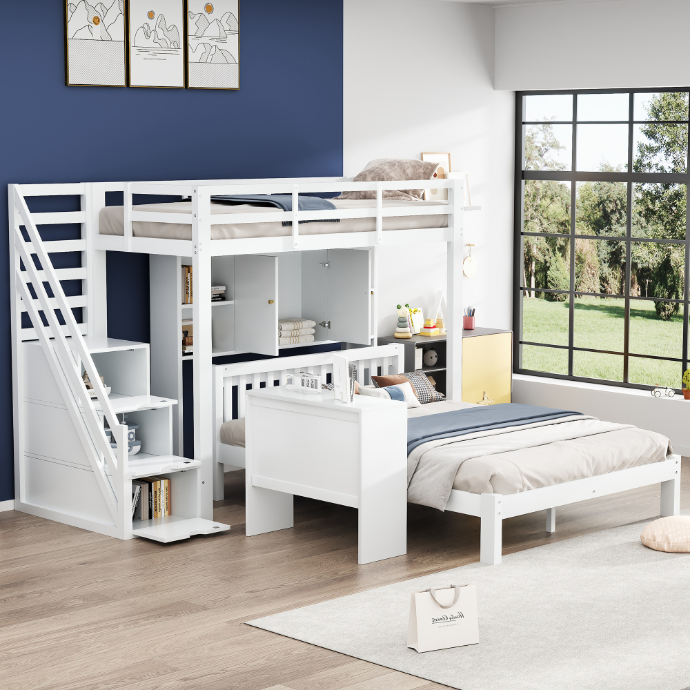 Beliche com arrumação 90x200cm e 140x200cm madeira mdf – branco
