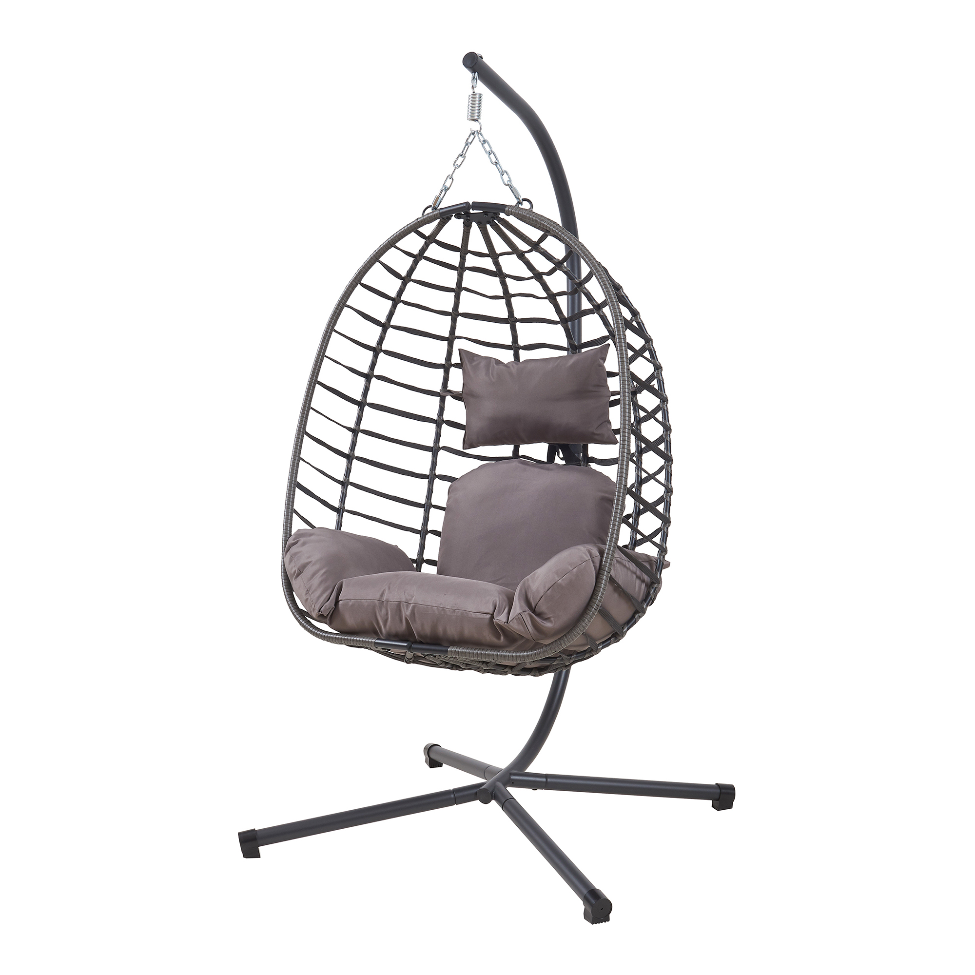 Cadeira suspensa kandsvas com estrutura 198x110x95 cm cinzento [en.casa]