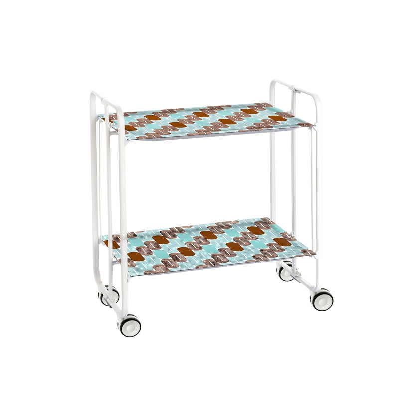 Carrinho de serviço dobrável bauhaus, armação de metal branco, 2 bandejas