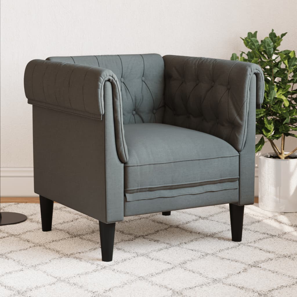 Sofá chesterfield tecido cinzento-escuro ewg4998