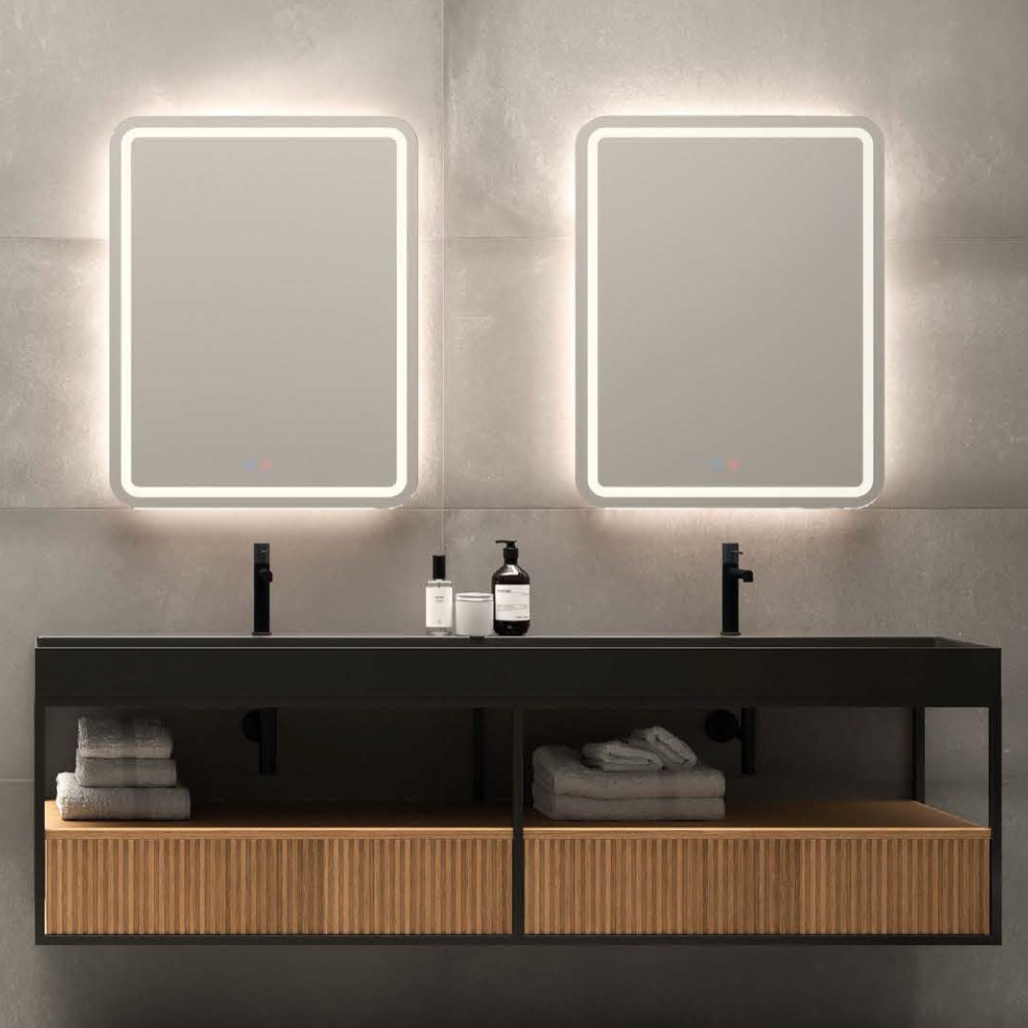 LEDimex-espelho grécia 90x80 LED cantos arredondados frontal