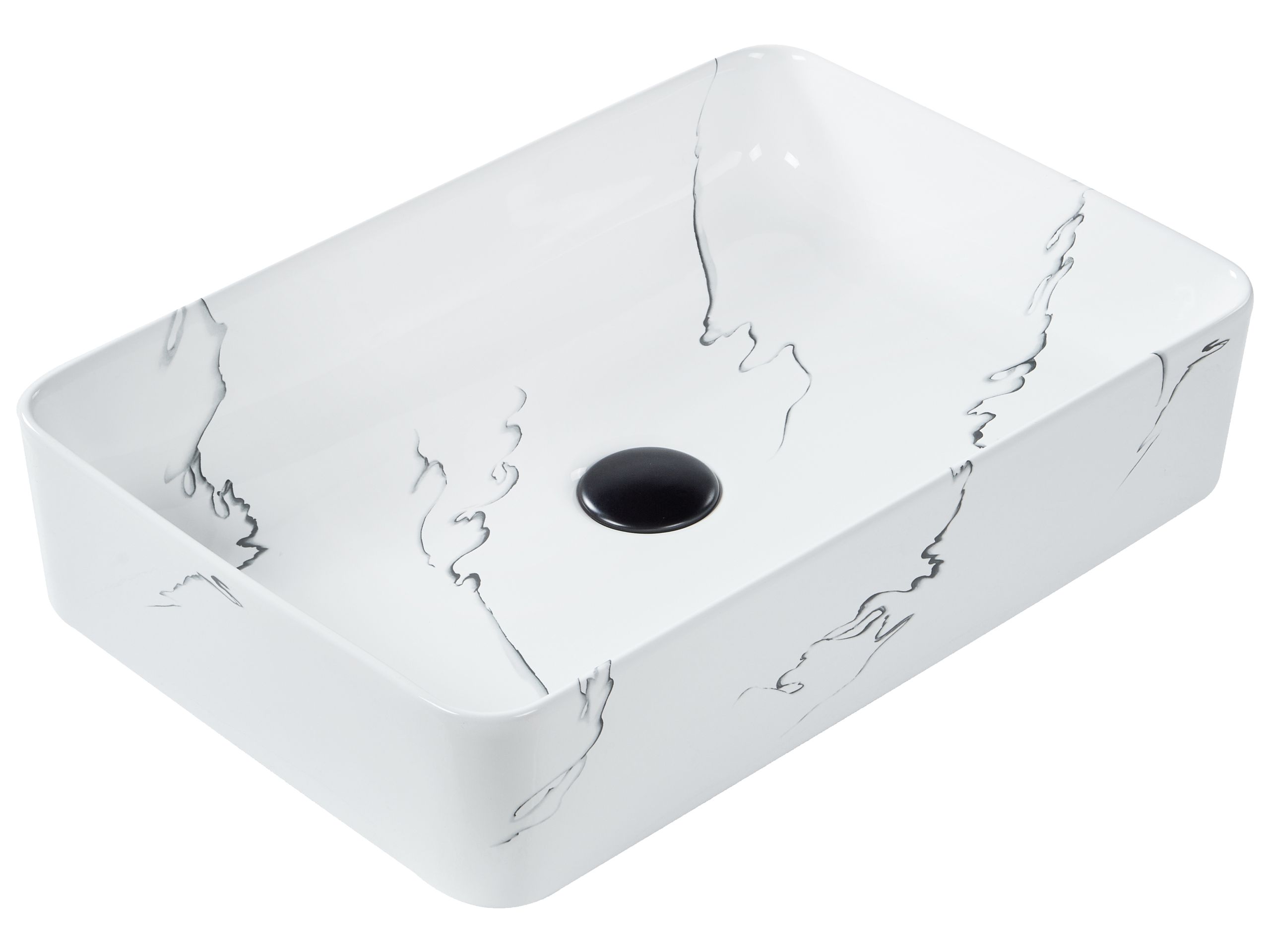 Lavatório de bancada hopi 51 x 34 cm cerâmica mármore branco
