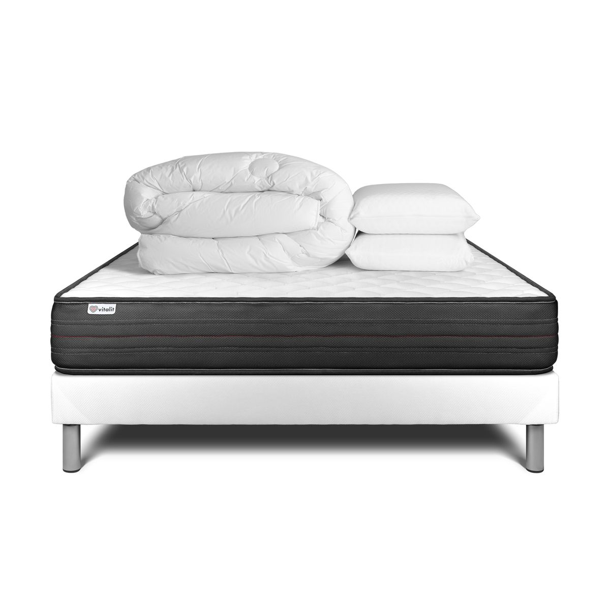 Conjunto completo de cama - colchão 200x200 cm + estrado de molas com ripas