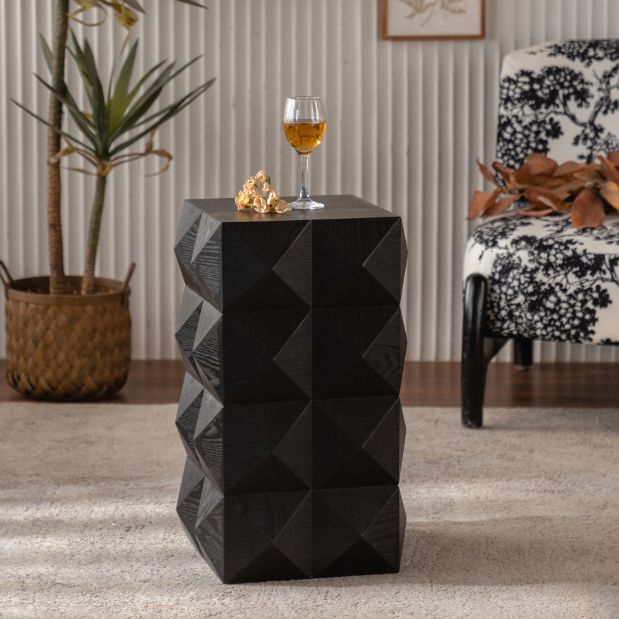 Mesa auxiliar retro preta 60cm