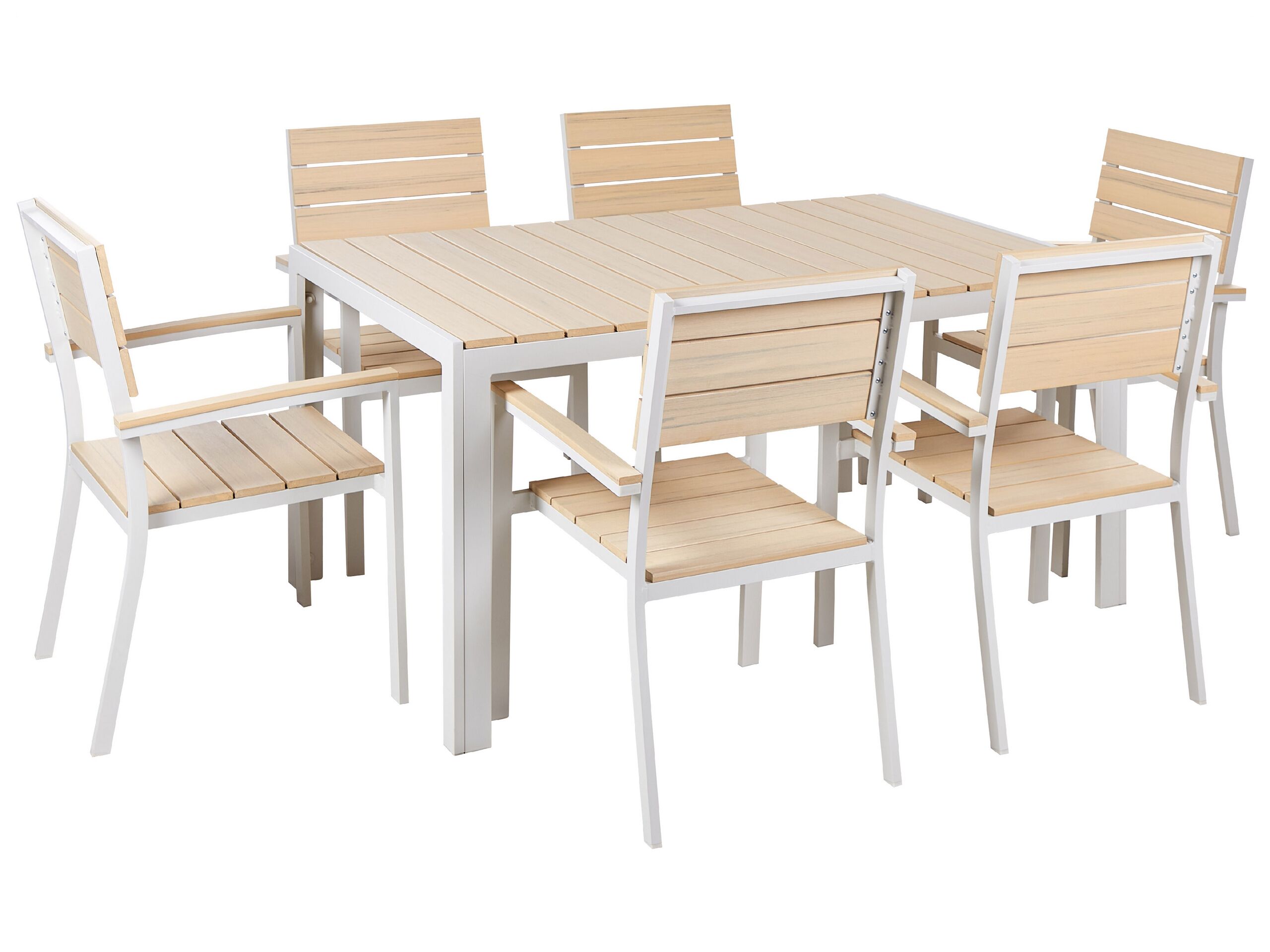 Conjunto de refeição de jardim 6 lugares como creme