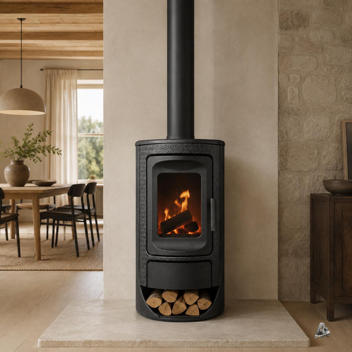 Salamandra a lenha em ferro fundido 11,8 kW | Até 205 m³ | Classe A