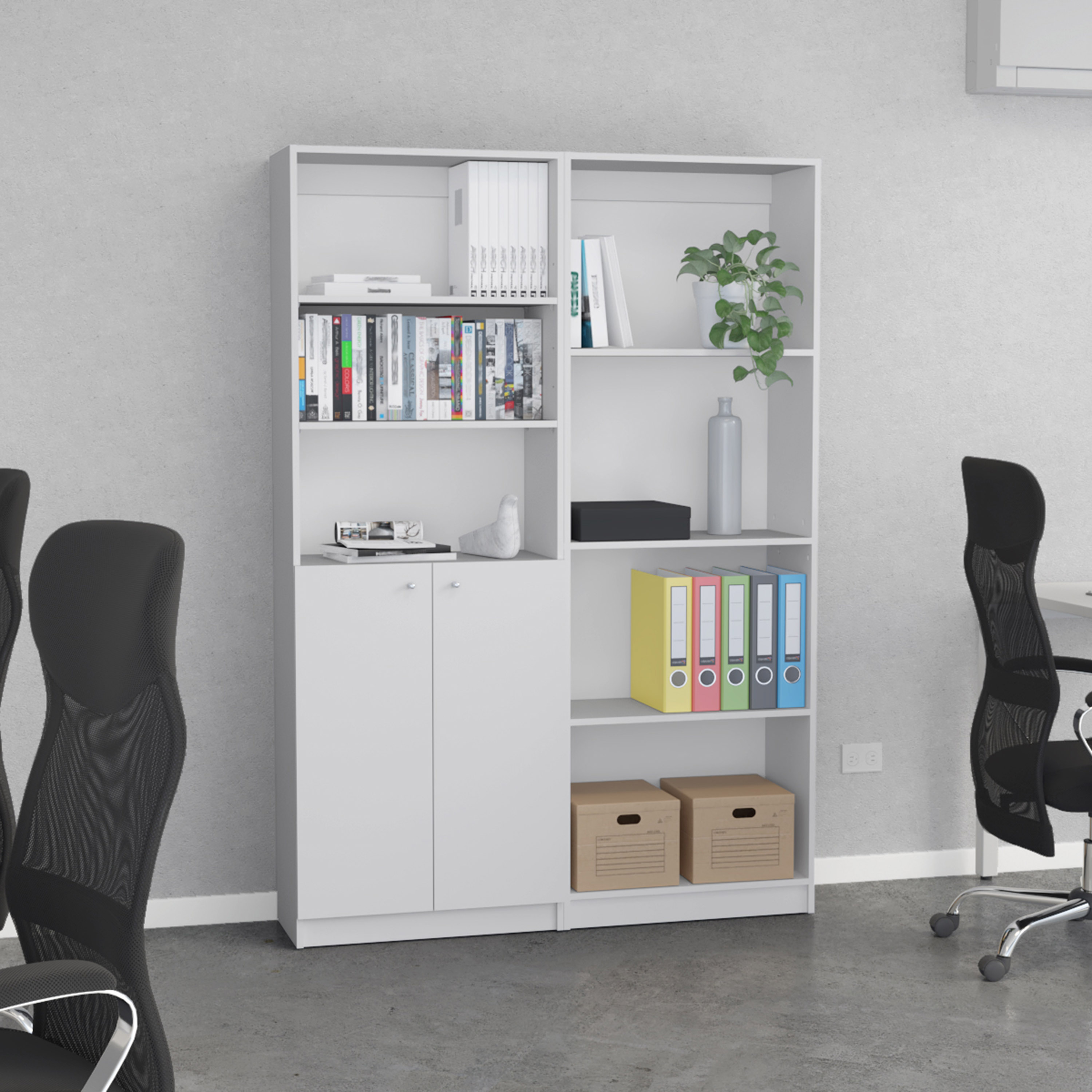 Pack com duas estantes modernas de estilo minimalista - BRANCA