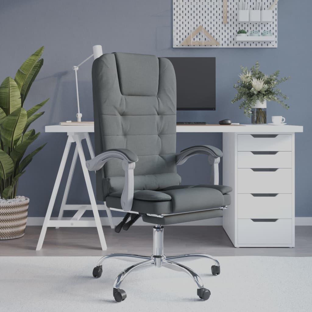 Cadeira massagens escritório reclinável tecido cinzento-escuro wf613935