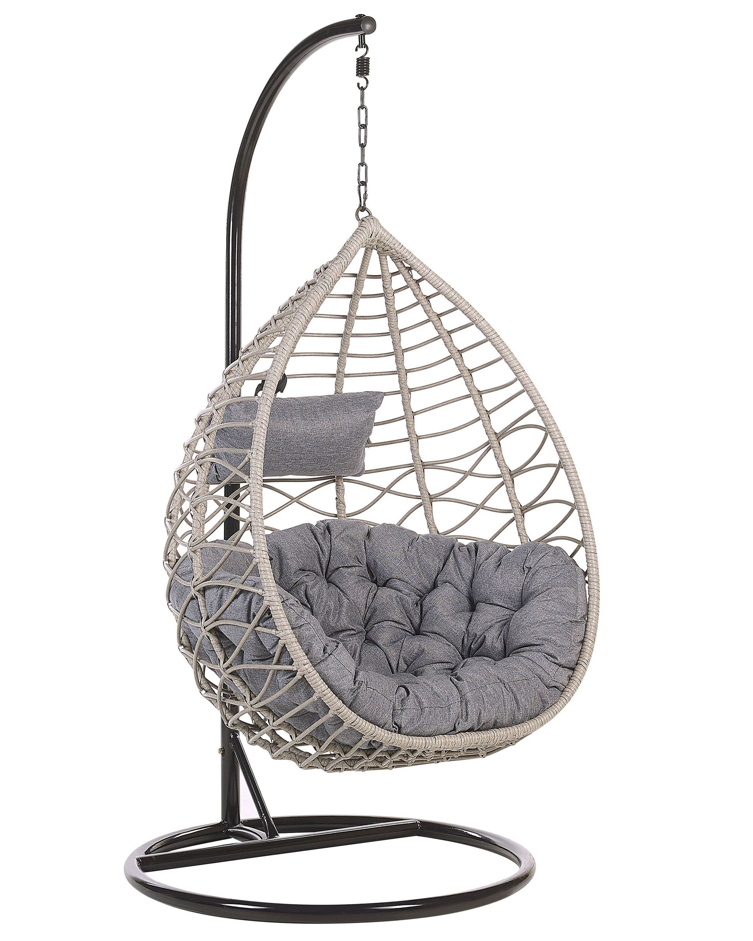 Cadeira suspensa com suporte arsita rattan sintético cinzento