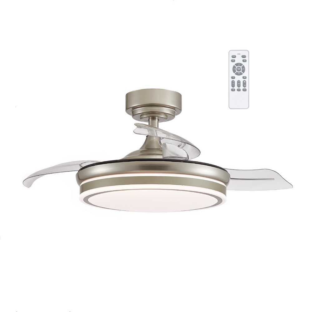 Ventoinha de teto retrátil com luz LED perla mini 3 cct níquel ø91