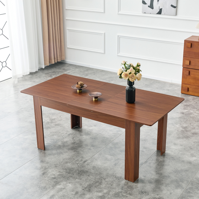 Mesa de comedor extensible para familia madera mdf nogal 77x220x88cm