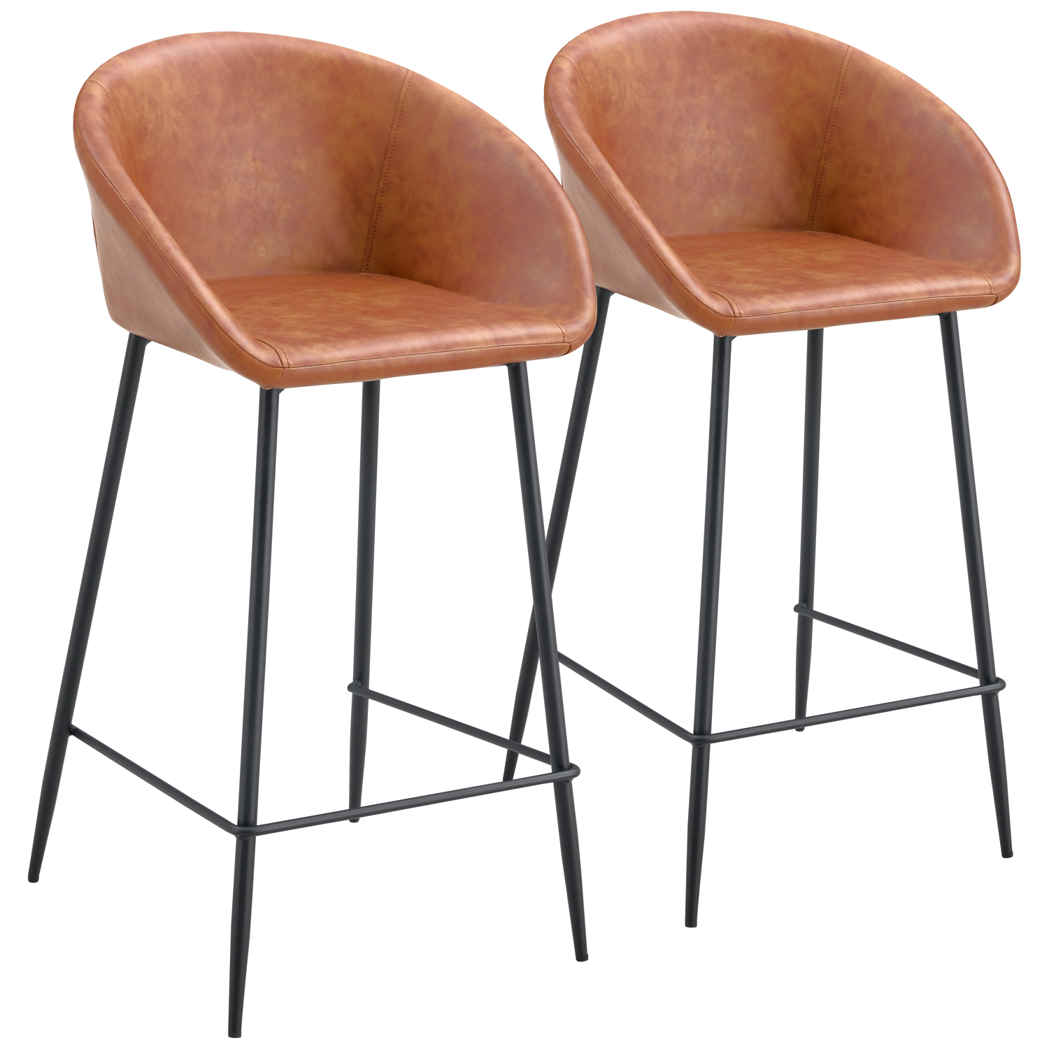 Conjunto de 2 bancos de bar em imitação de conhaque achille