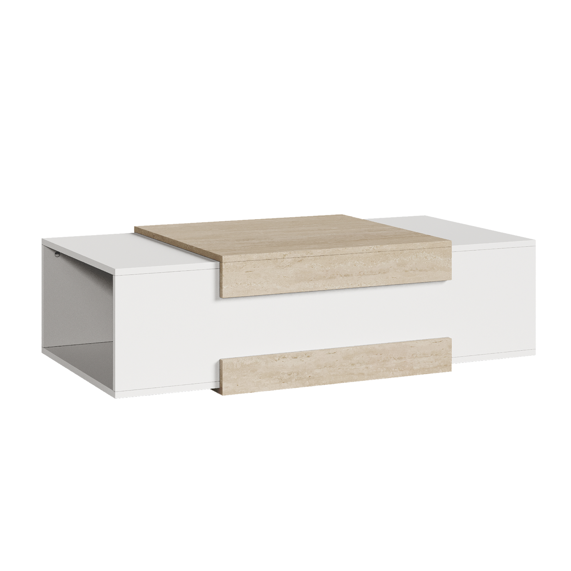 Mesa de centro eljak 2 compartimentos 110x57x31 cm branco/bege [en.casa]