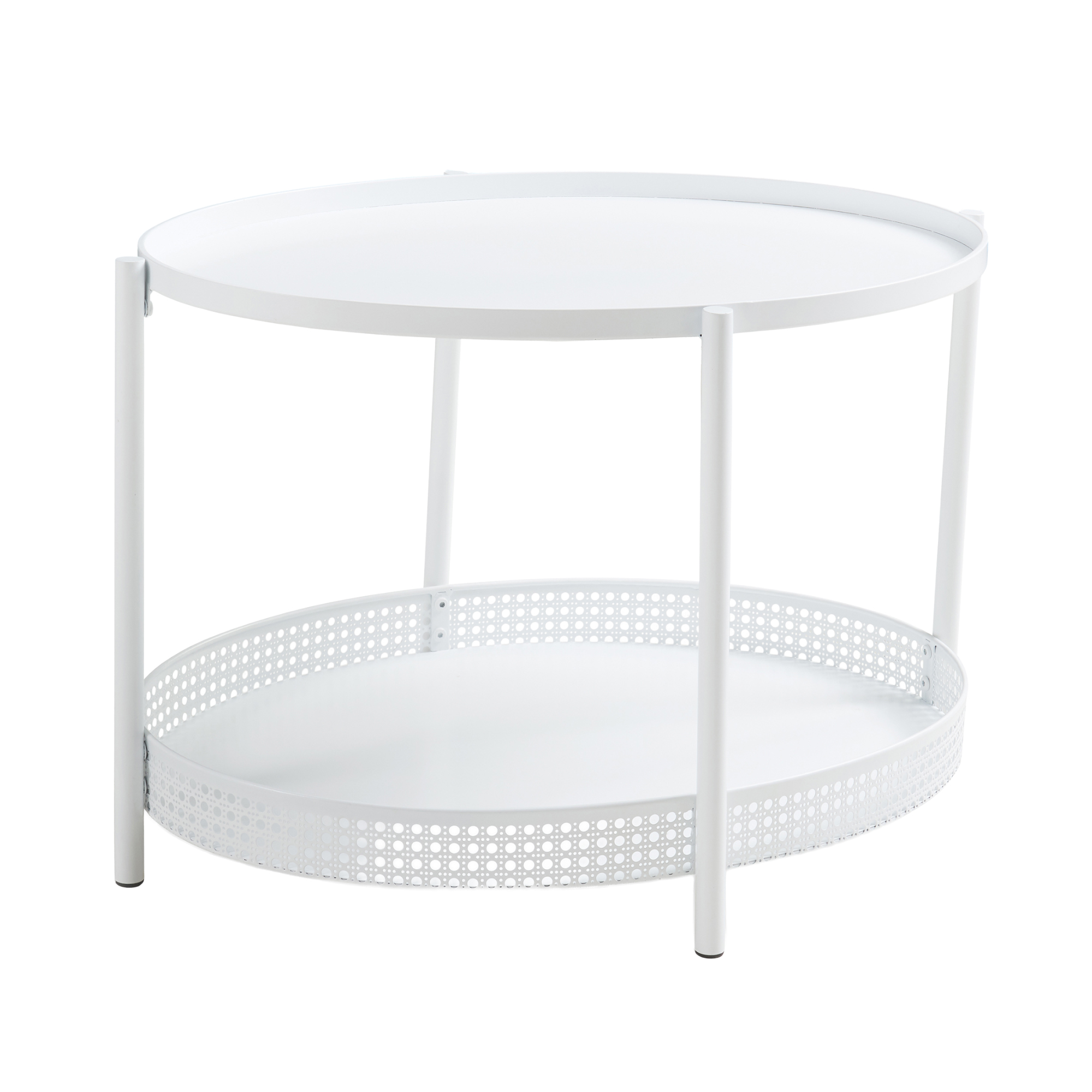 Mesa de centro jäller oval com prateleira metal 66x51x44cm branco [en.casa]