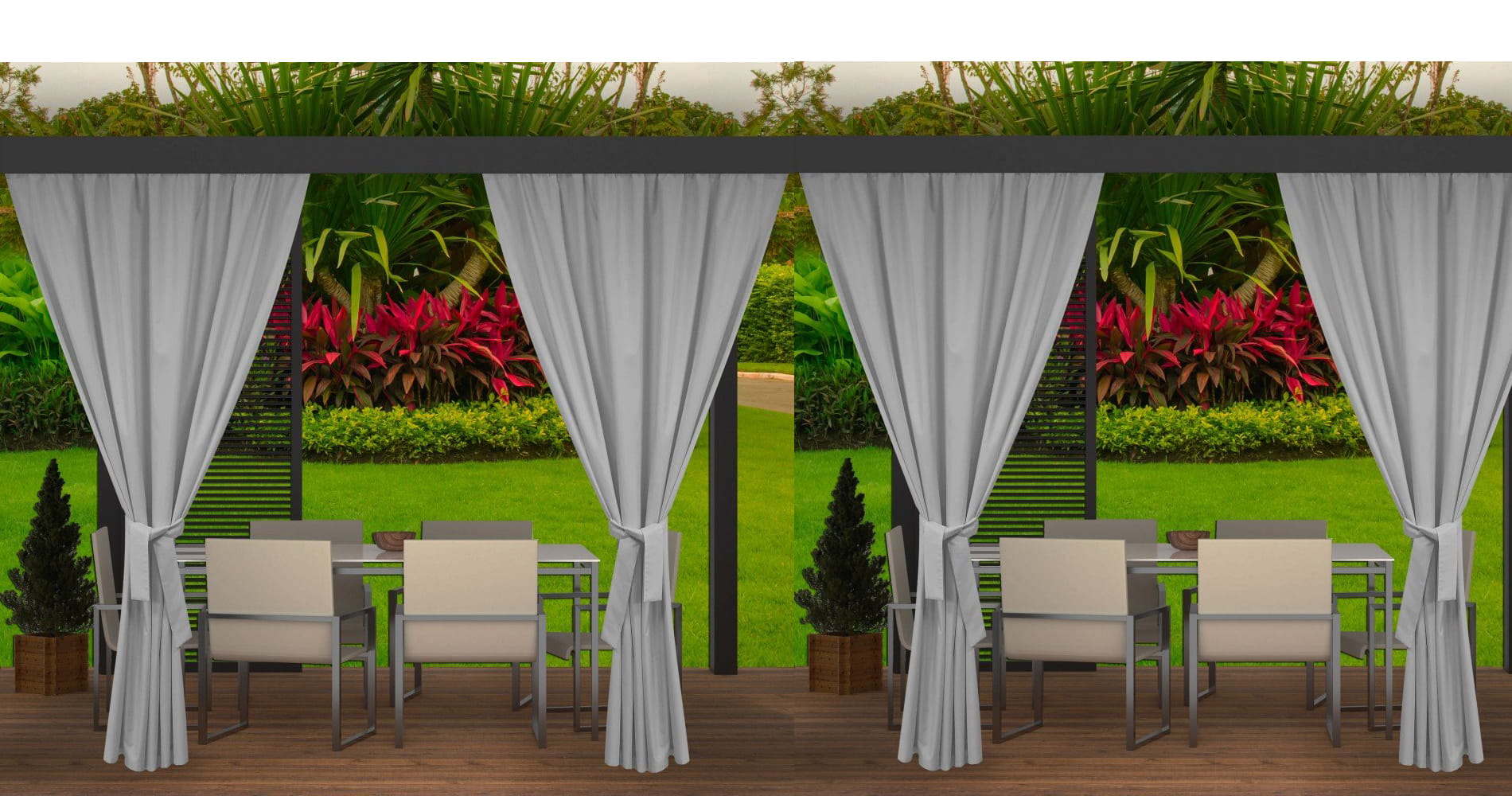 Cortinas para áreas exteriores para terraços e varandas 4x155x240 cinzento