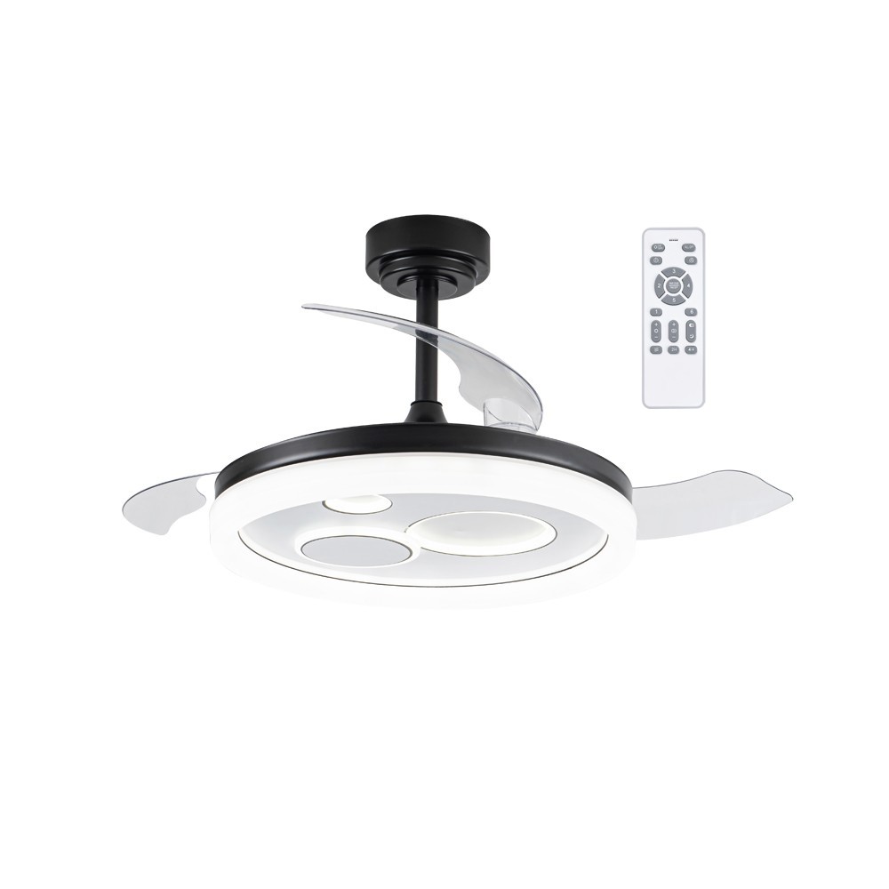 Ventoinha de teto retrátil com luz LED 50w raina preto cct dim ø106cm