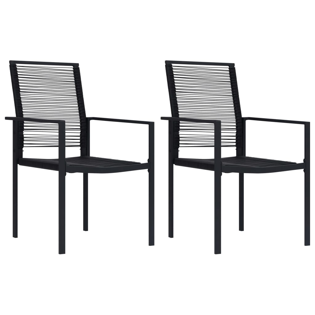 Cadeiras de jardim 2 pcs vime de PVC preto