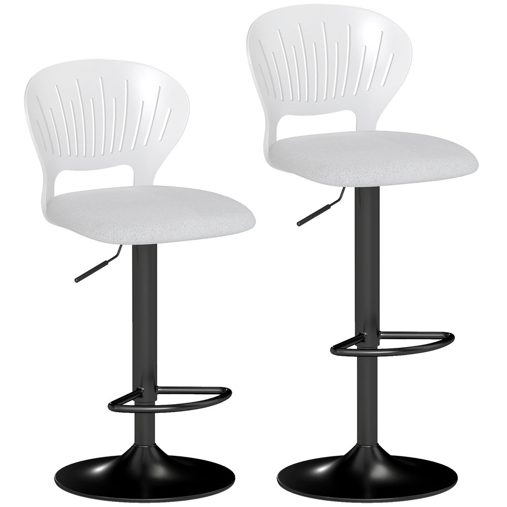 Bancos de bar 40.5x43x105 cm linho sintético, metal color blanco Homcom