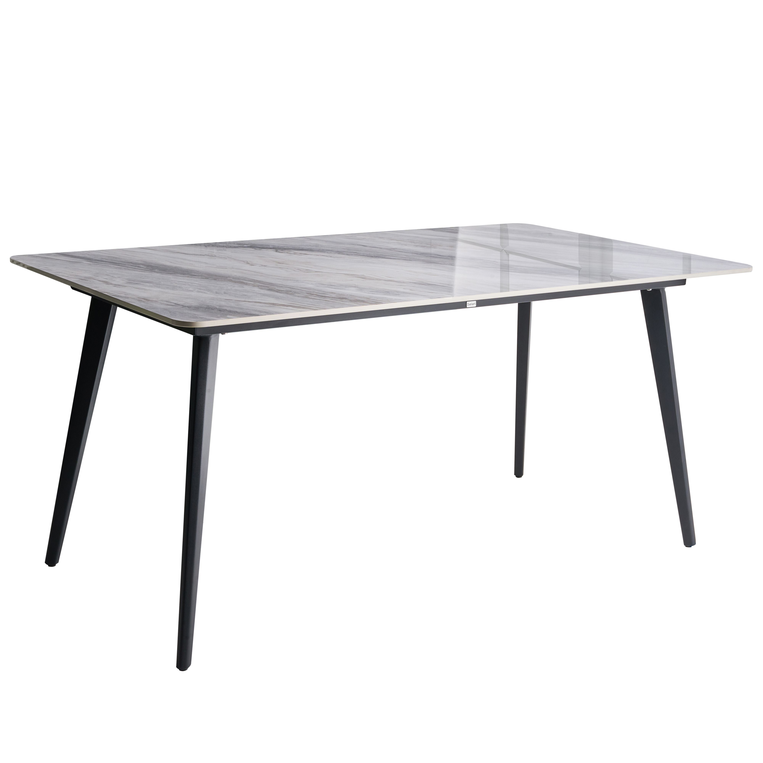 Mesa de refeição de jardim rodallo 160 cm 90 cm pedra mármore cinzento