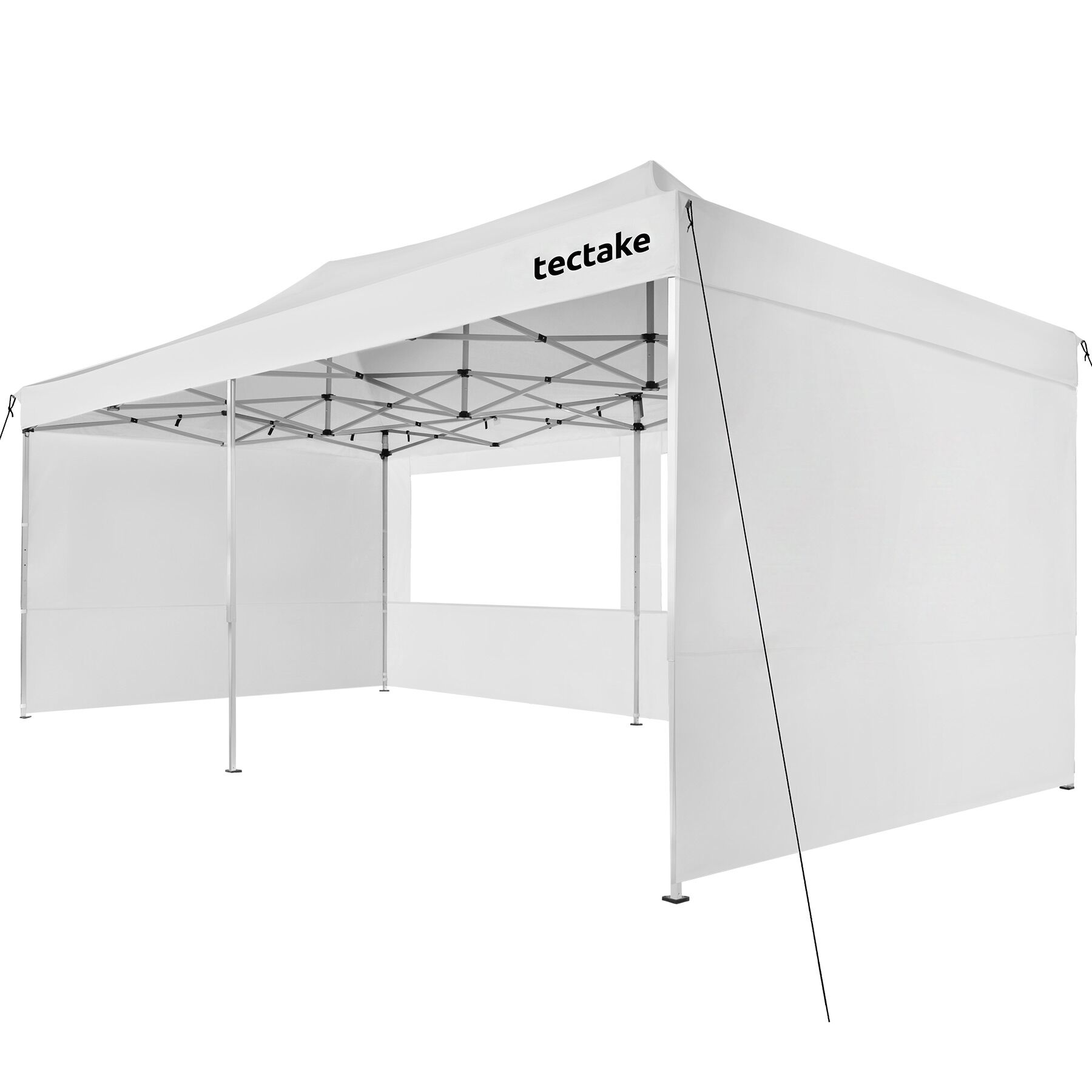 Pavilhão dobrável 3x6 m, alumínio, 6 painéis laterais, branco