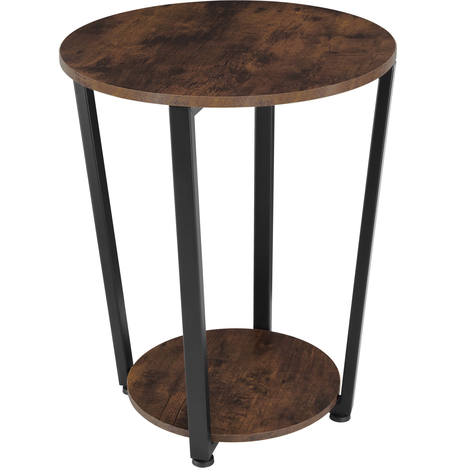 Mesa auxiliar redonda com tabuleiros, 50 x 62,5 cm, madeira oscura