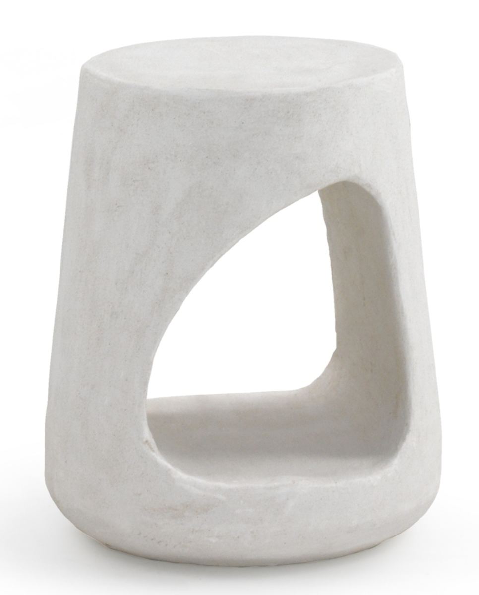 Mesa lateral em resina e cimento branco, 38x38x46cm