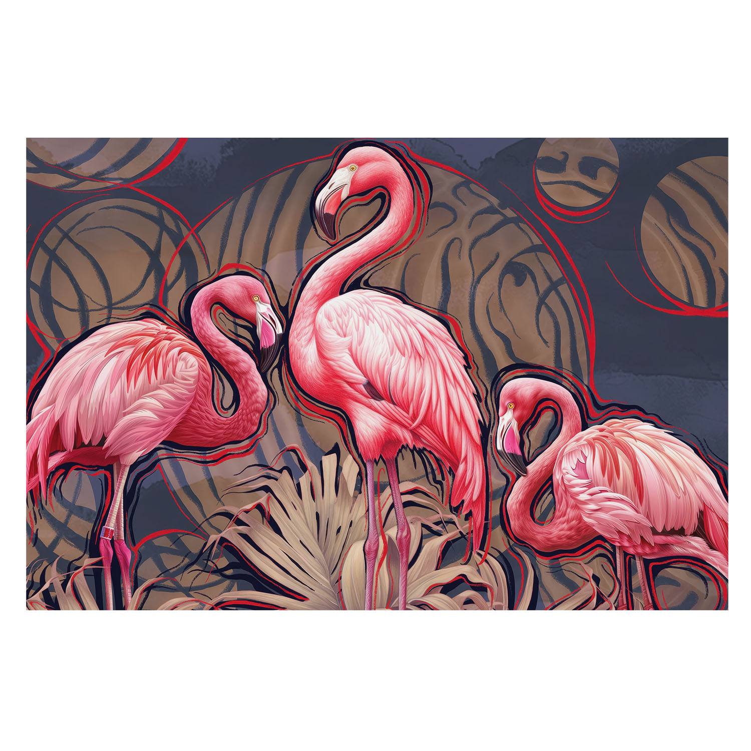 Papel de parede non-woven 250x250 flamingos cor-de-rosa tulup