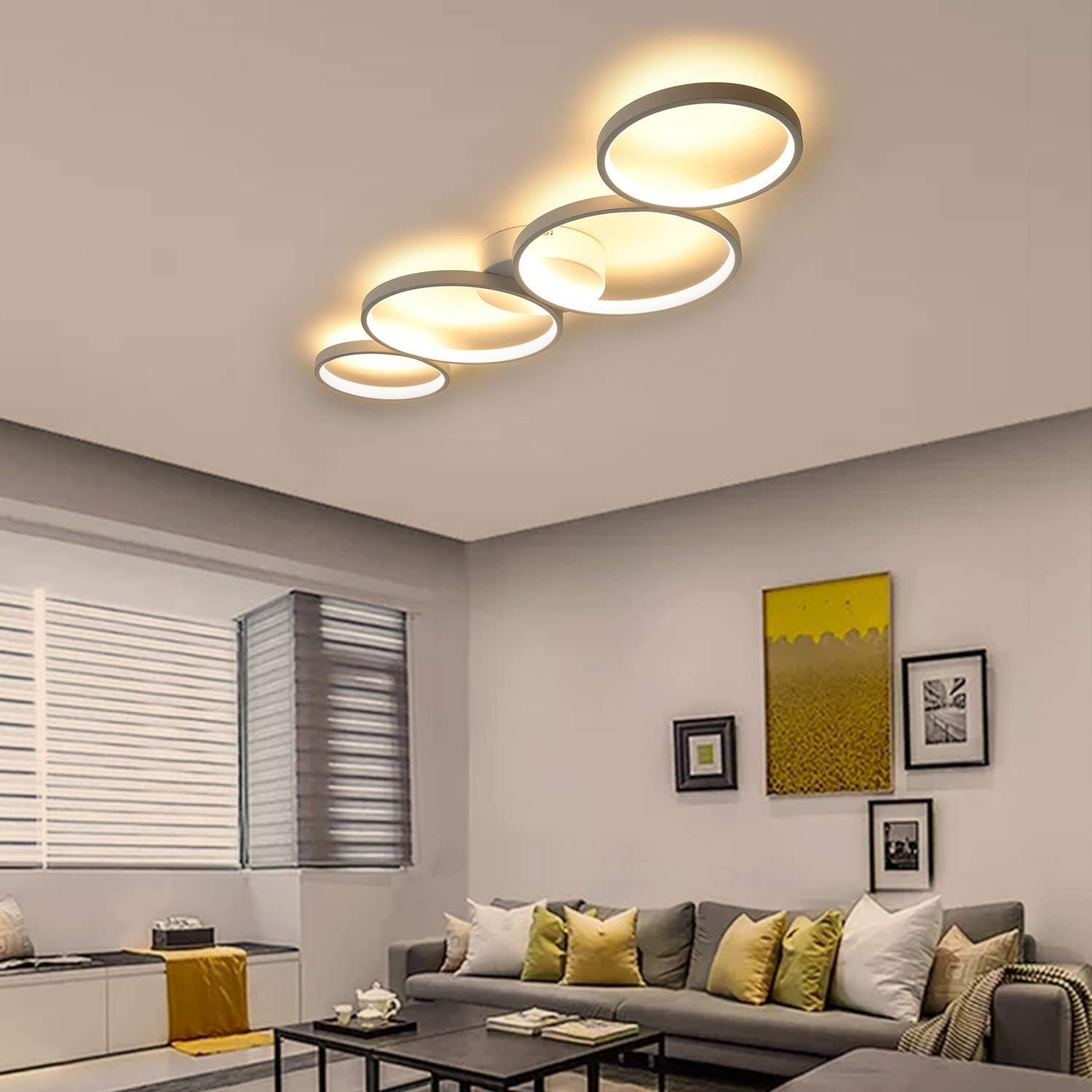 Nettlife regulável LED luz de teto 55w moderno anel redondo branco com