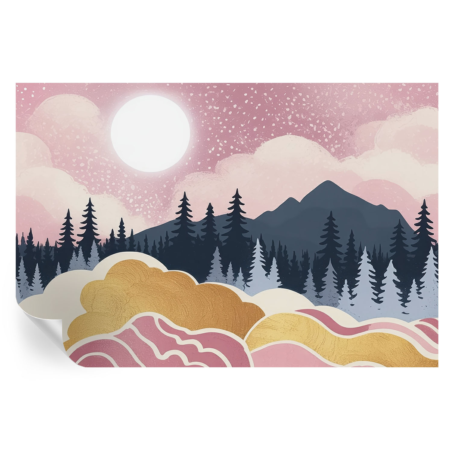 Papel de parede autocolante pôr do sol rosa 104x152 tulup