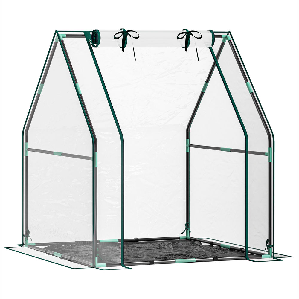 Estufa 90x90x105 cm aço e plástico transparente Outsunny