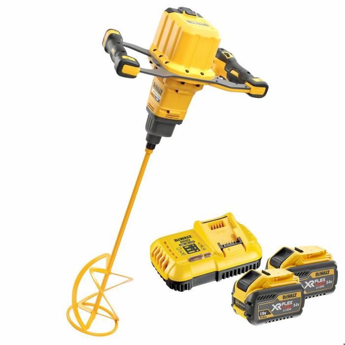 Misturador sem fio Dewalt xr flexvolt 54v + 2 baterias 54v 3.0ah + haste es