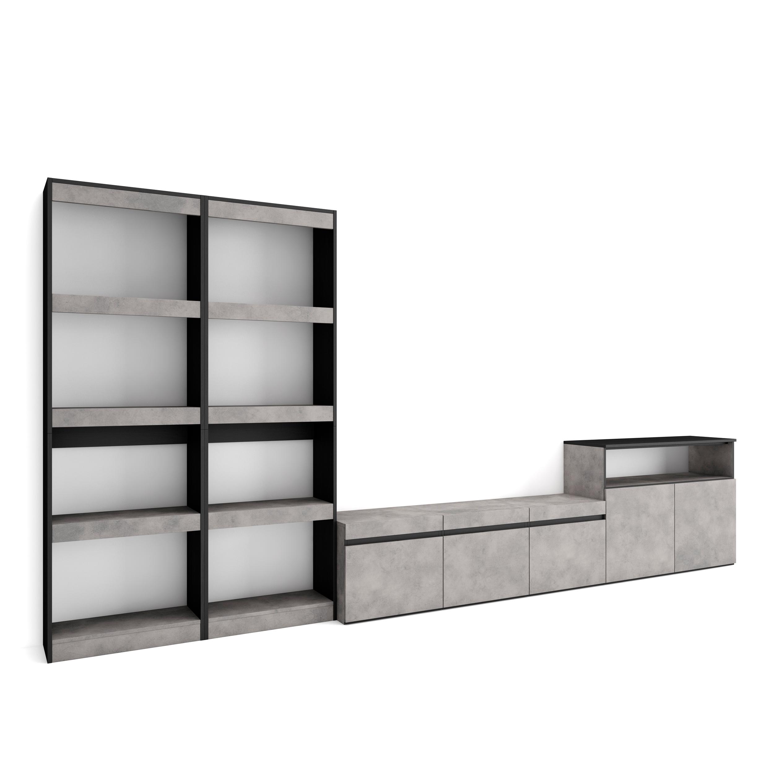 Conjunto de móveis tv, 370x35x186cm, cimento rf3169