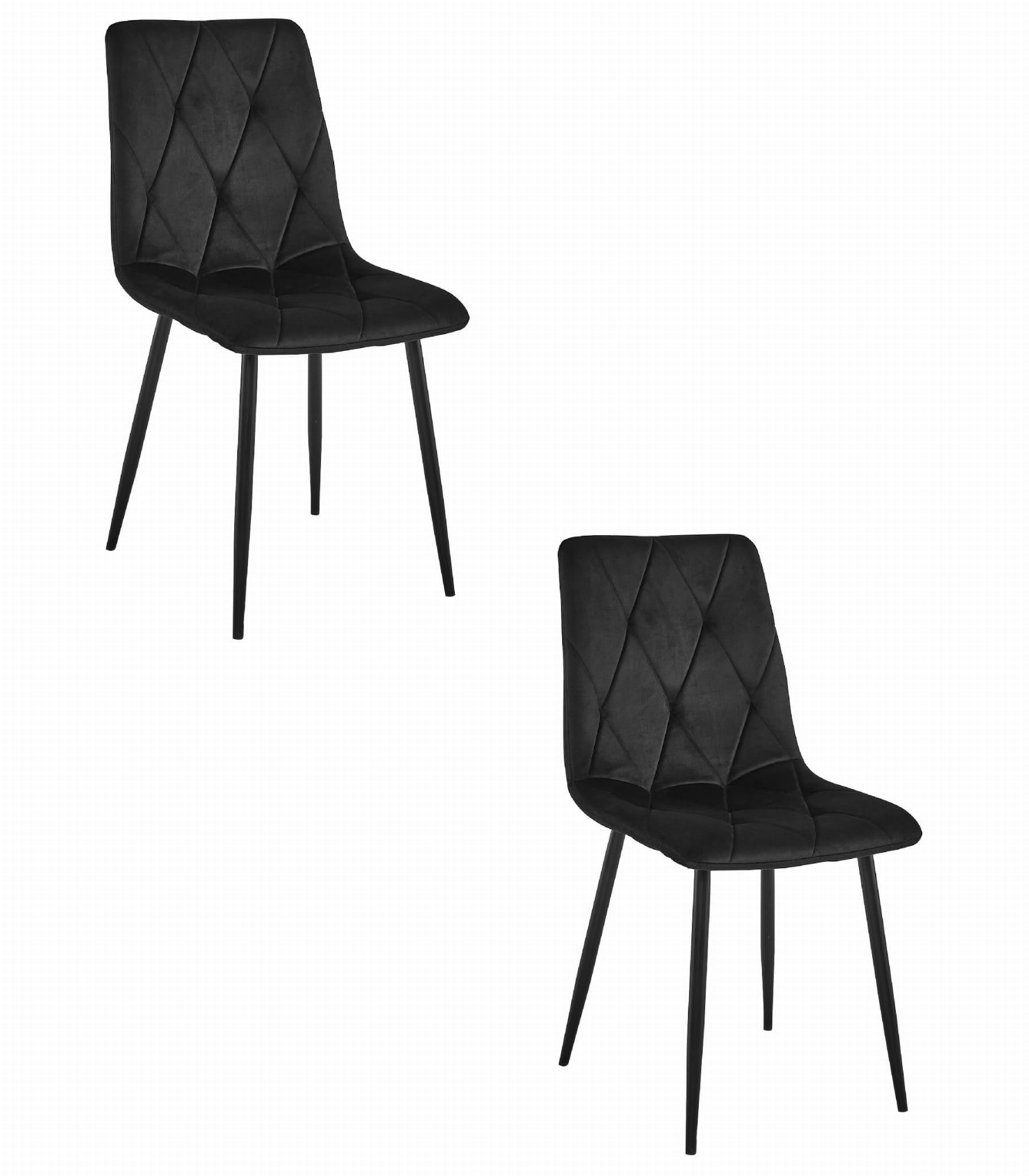 Valora cadeiras tyra veludo preto pés metal modernas x2
