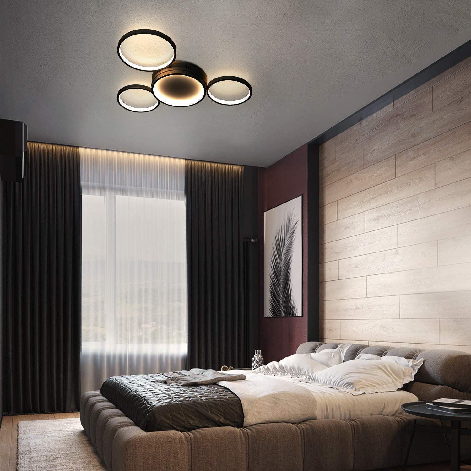 Nettlife regulável preto LED plafon com controle remoto design moderno 4