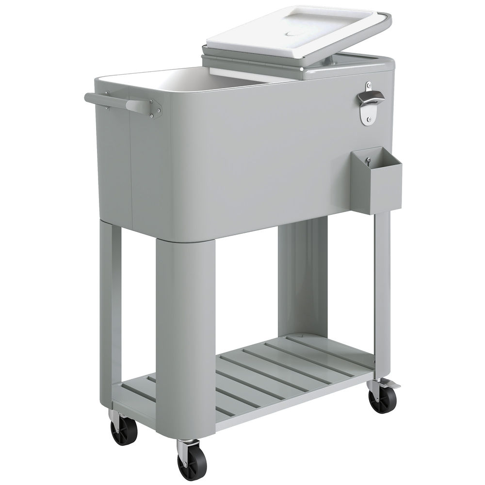 Carrinho refrigerador 92x39x81 cm plástico, aço color gris Outsunny
